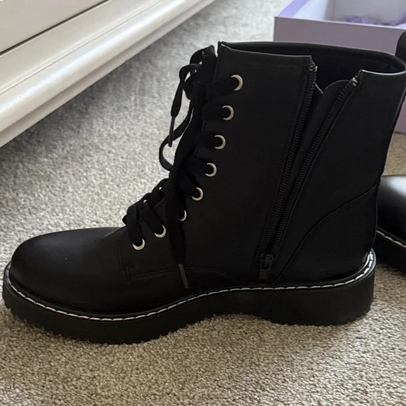 Madden Girl Black Combat Boots - Picture 2 of 2